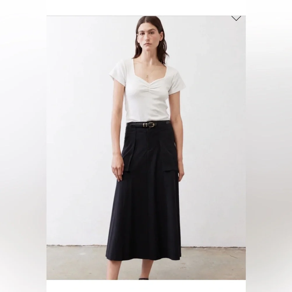 Like New Ruti Light Poplin Utility Skirt Black Maxi Lightweight A-line Small